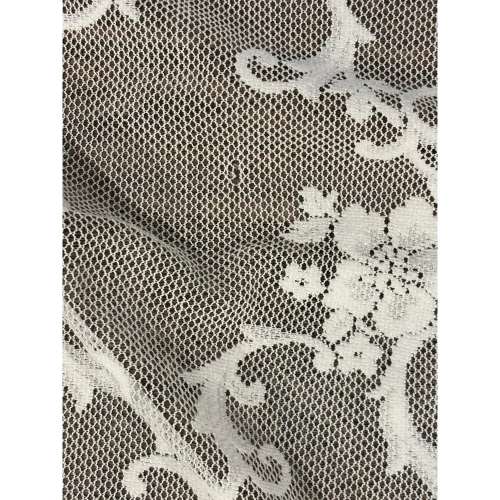 VTG Ivory Floral Roses and Scrolls Lace TABLECLOTH 63 X 117 Cottagecore